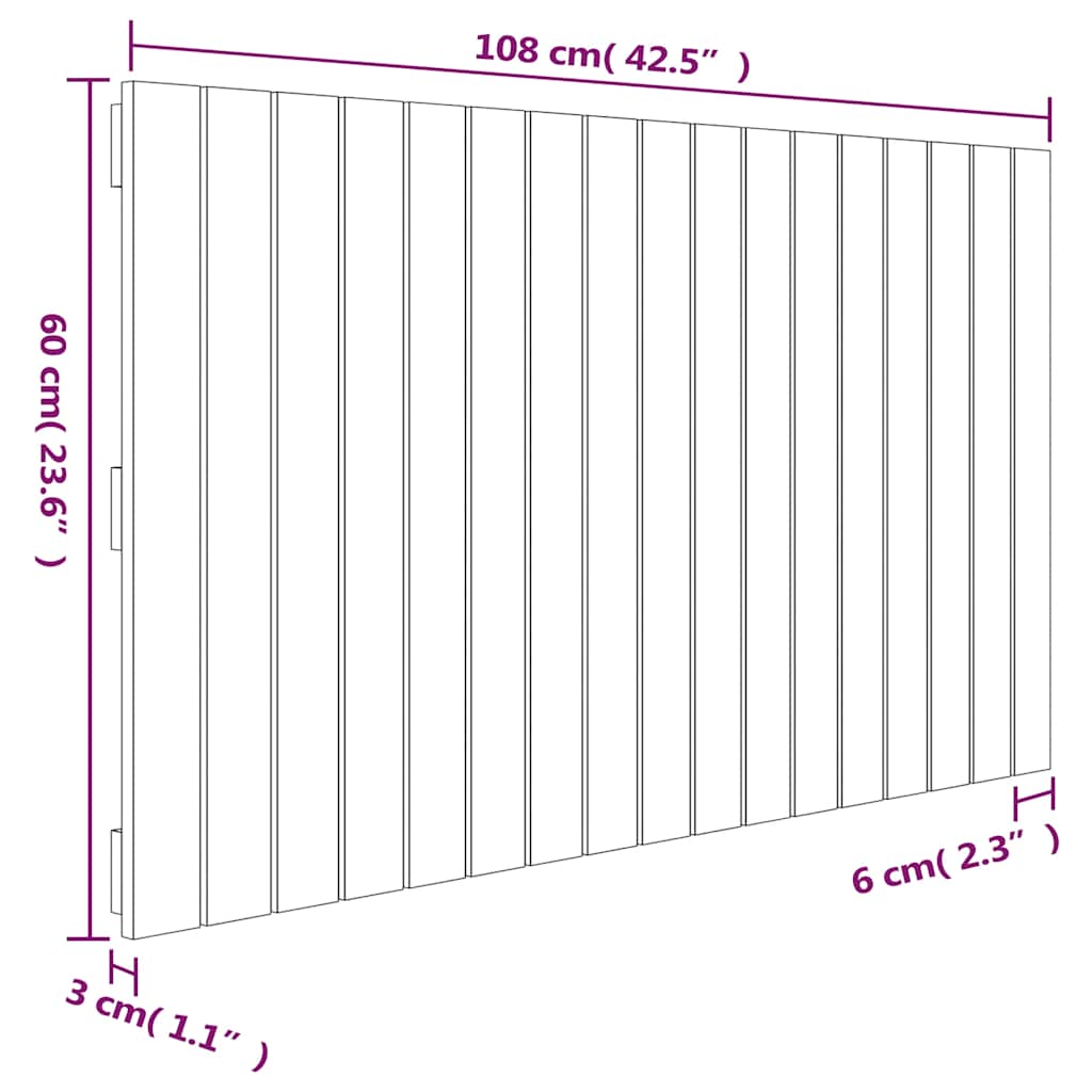 Fehér tömör fenyőfa fali fejtámla 108 x 3 x 60 cm 9