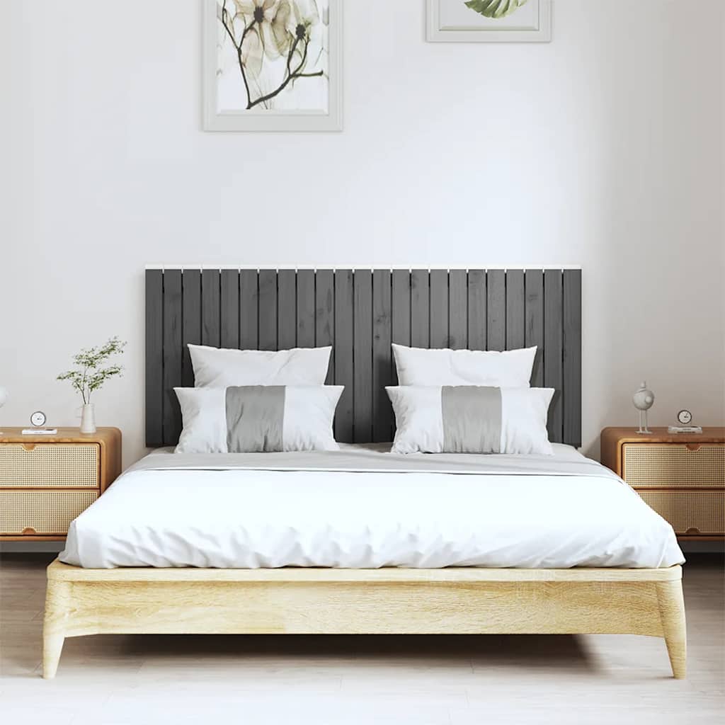Szürke tömör fenyőfa fali fejtámla 147 x 3 x 60 cm 3