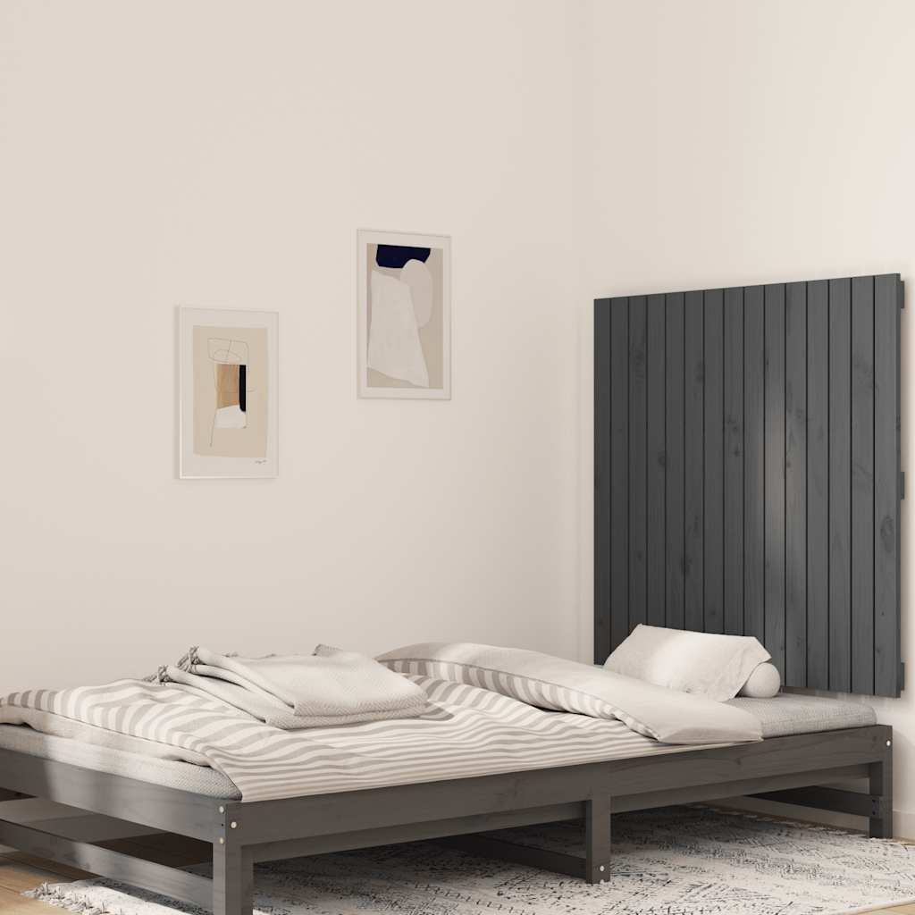 Szürke tömör fenyőfa fali fejtámla 95,5 x 3 x 90 cm