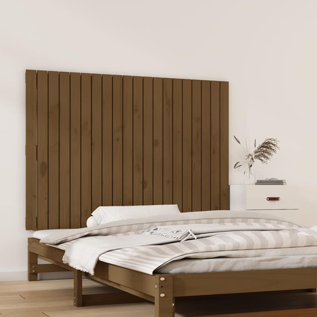 Mézbarna tömör fenyőfa fali fejtámla 127,5x3x90 cm 3