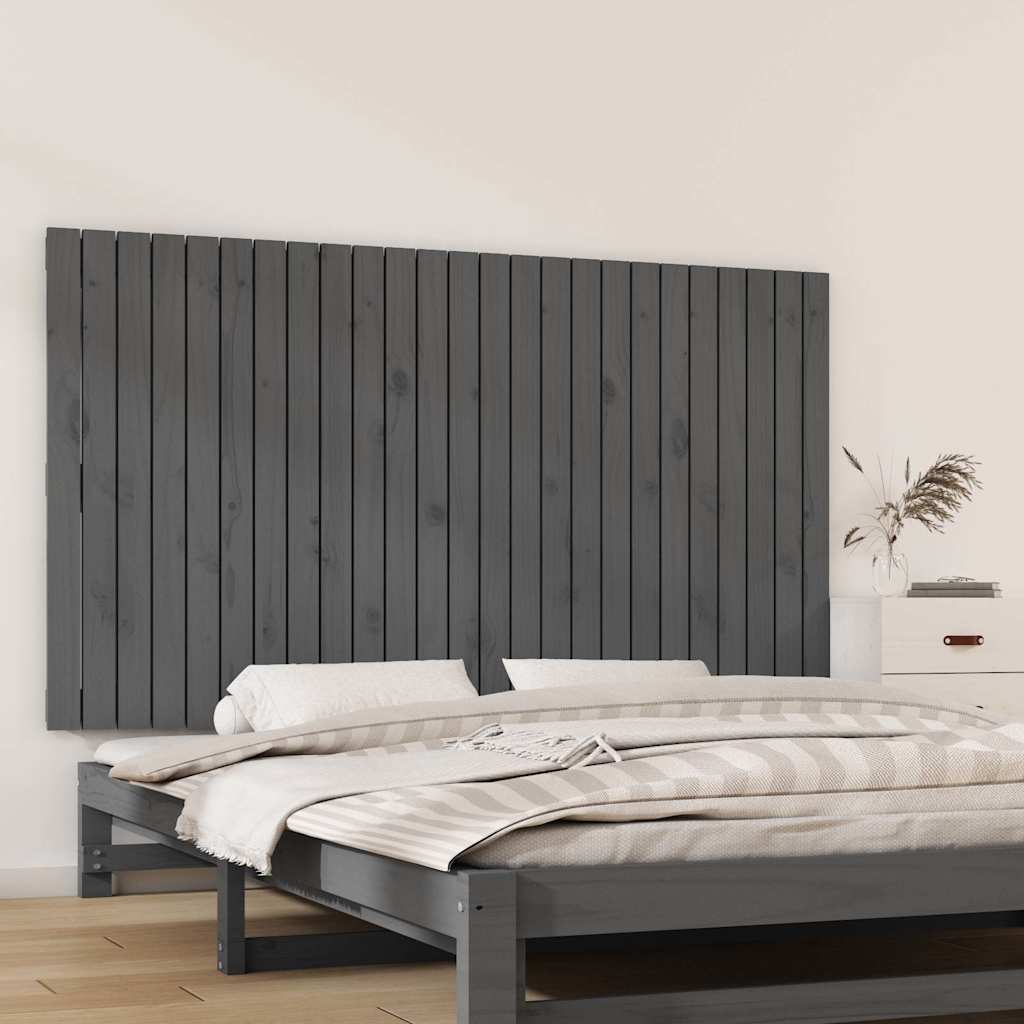 Szürke tömör fenyőfa fali fejtámla 159,5x3x90 cm