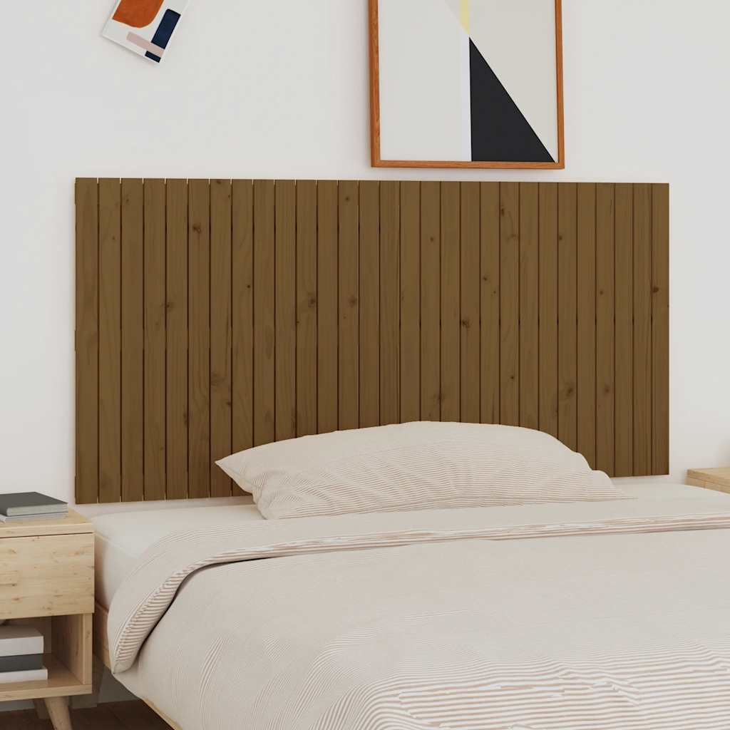 Mézbarna tömör fenyőfa fali fejtámla 185x3x90 cm