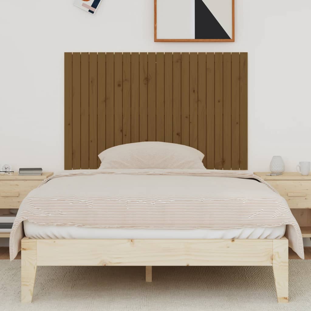 Mézbarna tömör fenyőfa fali fejtámla 140x3x90 cm 3