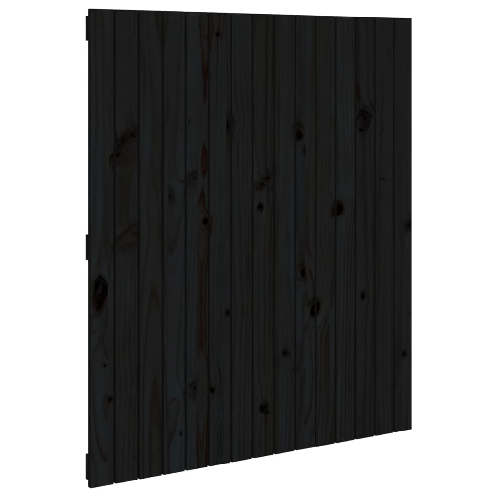 Fekete tömör fenyőfa fali fejtámla 95,5x3x110 cm 2