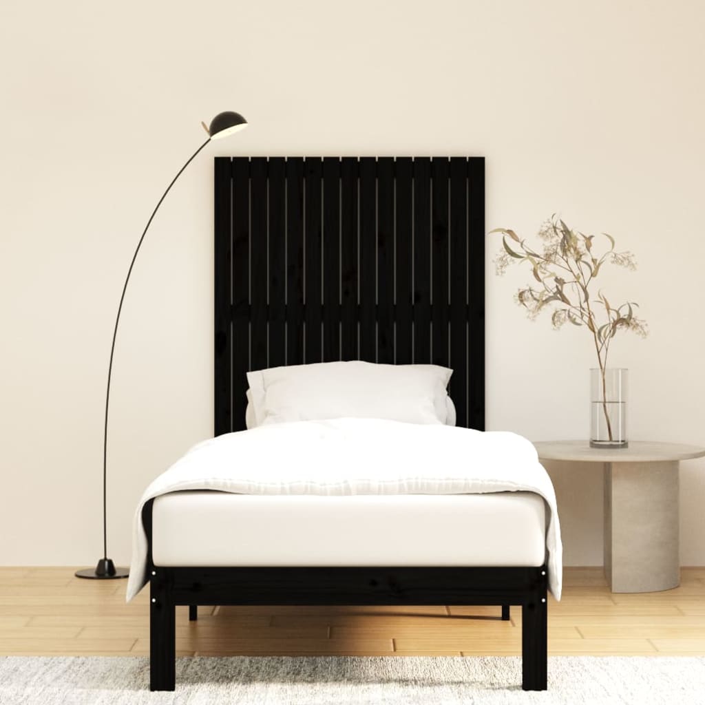 Fekete tömör fenyőfa fali fejtámla 95,5x3x110 cm 3