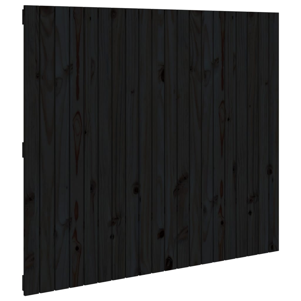 Fekete tömör fenyőfa fali fejtámla 127,5 x 3 x 110 cm 2