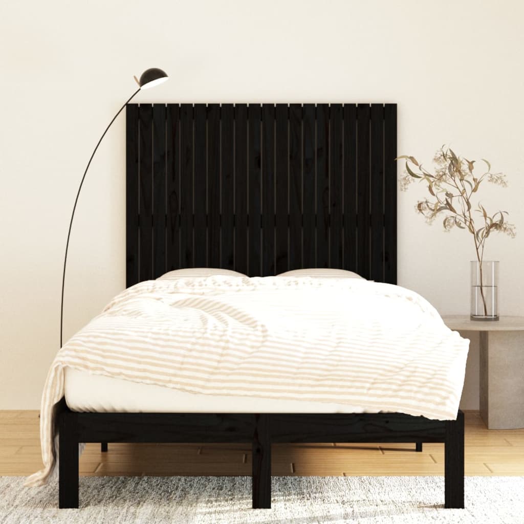 Fekete tömör fenyőfa fali fejtámla 127,5 x 3 x 110 cm 3
