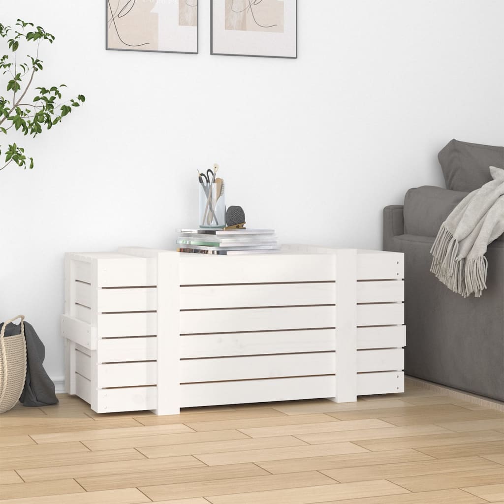 Fehér tömör fenyőfa tárolóláda 91 x 40,5 x 42 cm 3