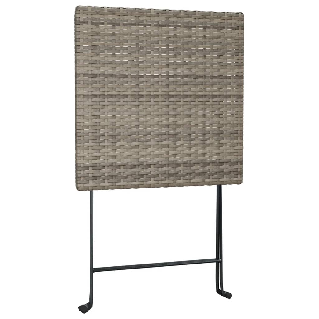 3 részes szürke összecsukható polyrattan bisztrószett 7