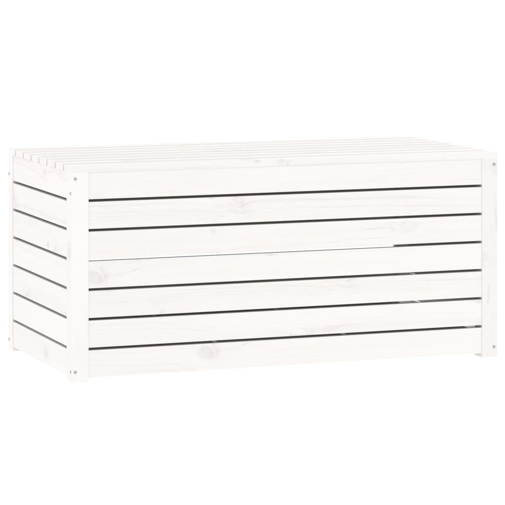 Fehér tömör fenyőfa kerti láda 101 x 50,5 x 46,5 cm 2