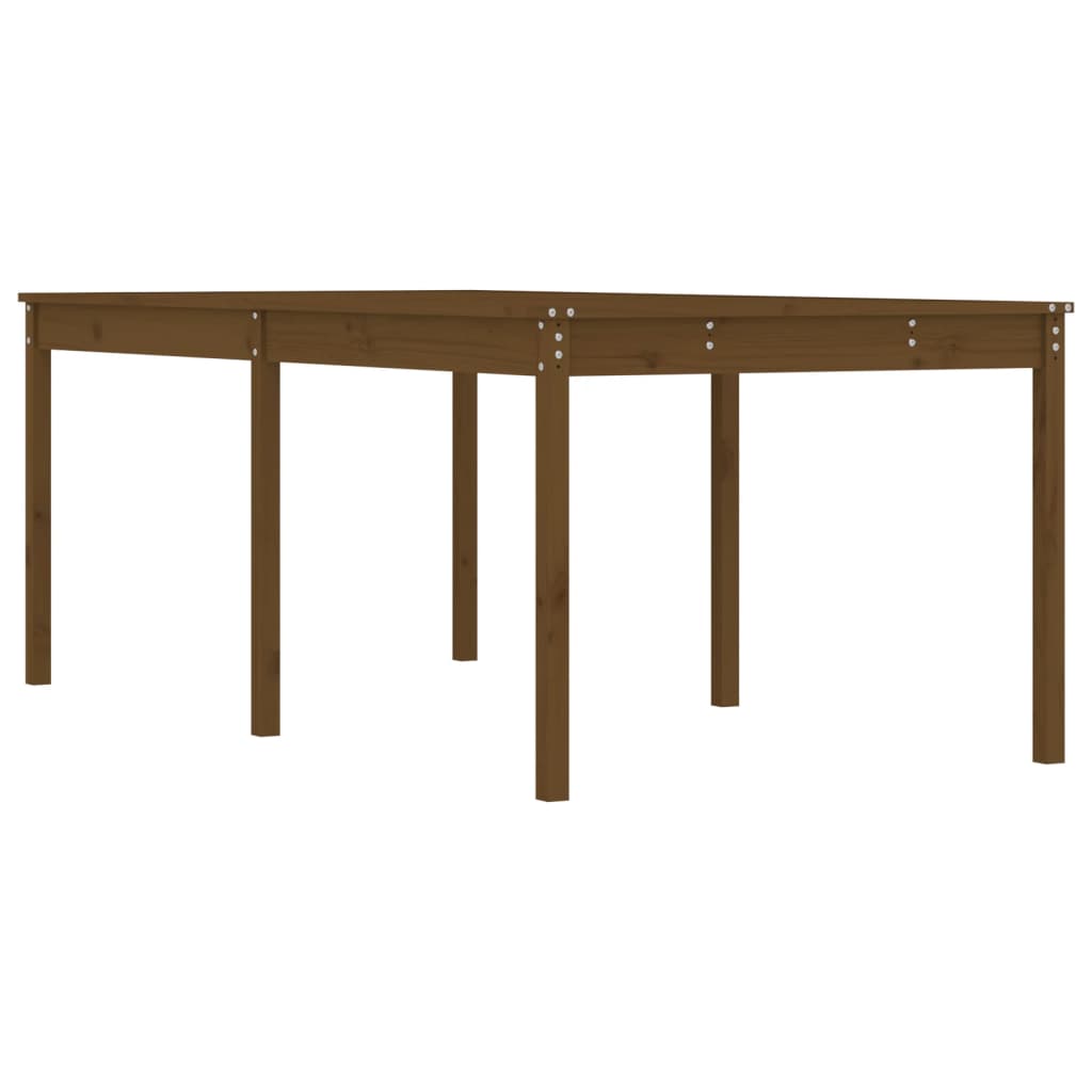 Mézbarna tömör fenyőfa kerti asztal 203,5 x 100 x 76 cm 2