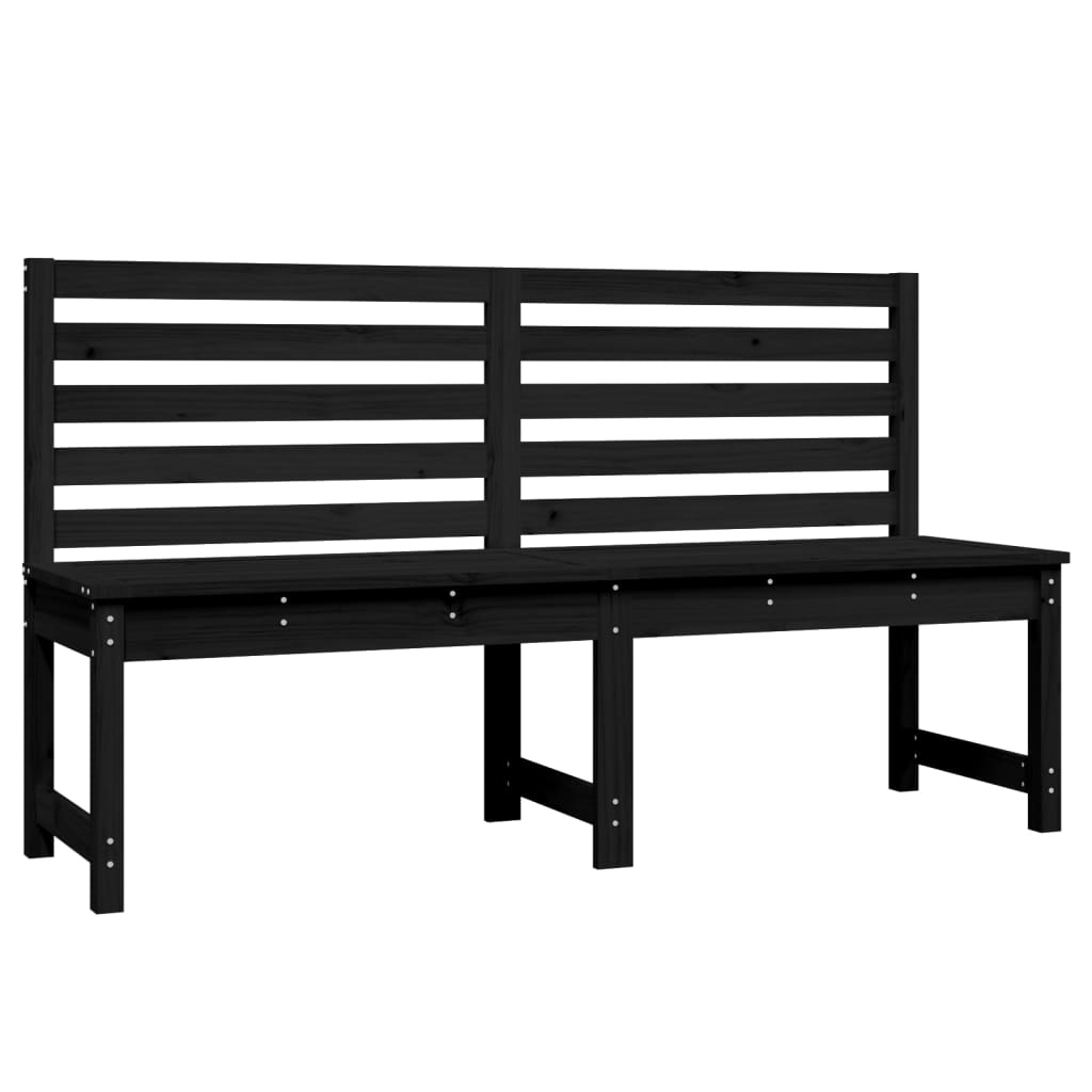 Fekete tömör fenyőfa kerti pad 157,5 cm 2