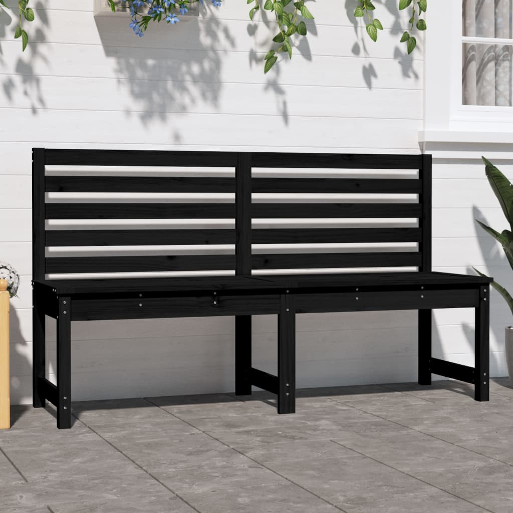 Fekete tömör fenyőfa kerti pad 157,5 cm 3