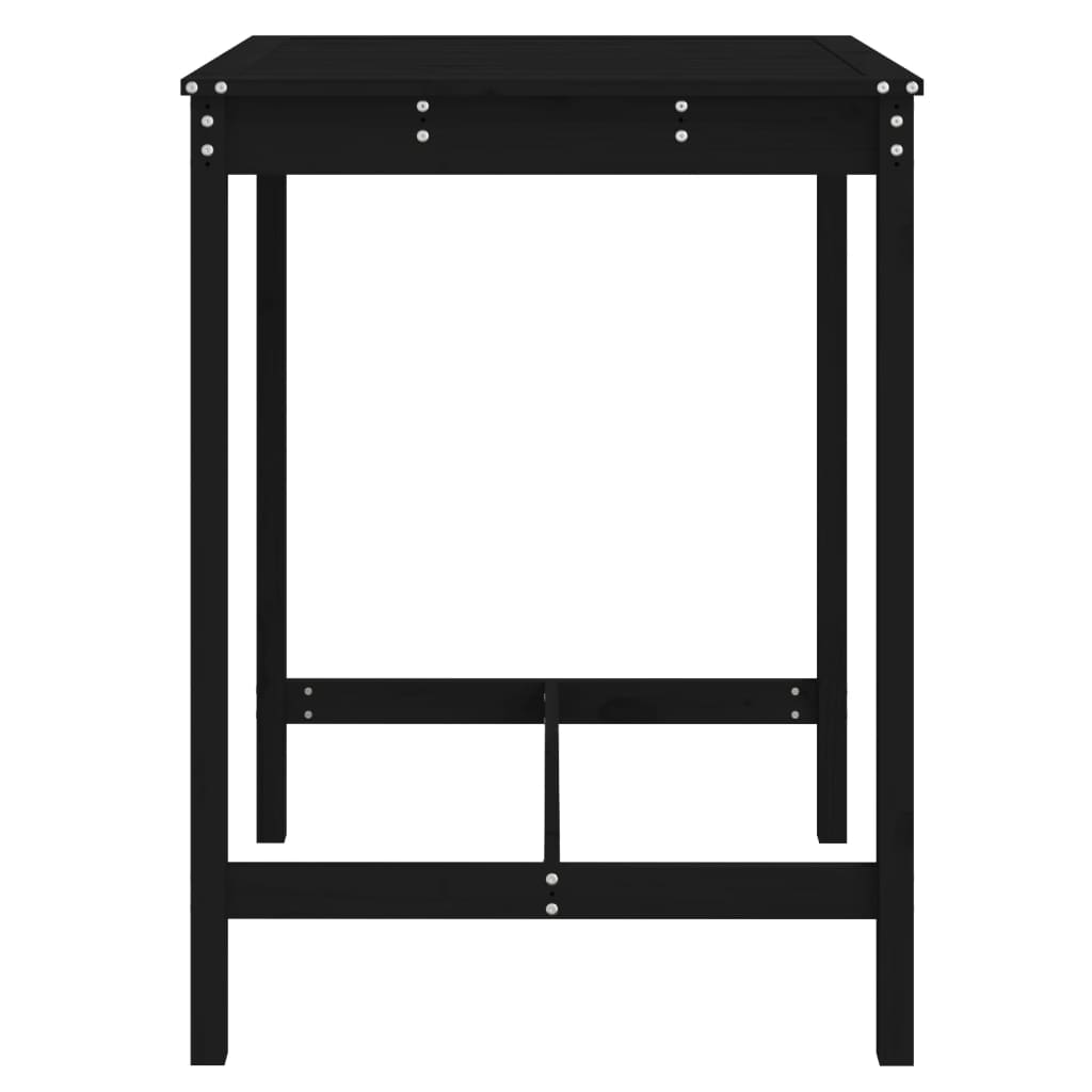 Fekete tömör fenyőfa kerti asztal 82,5x82,5x110 cm 5