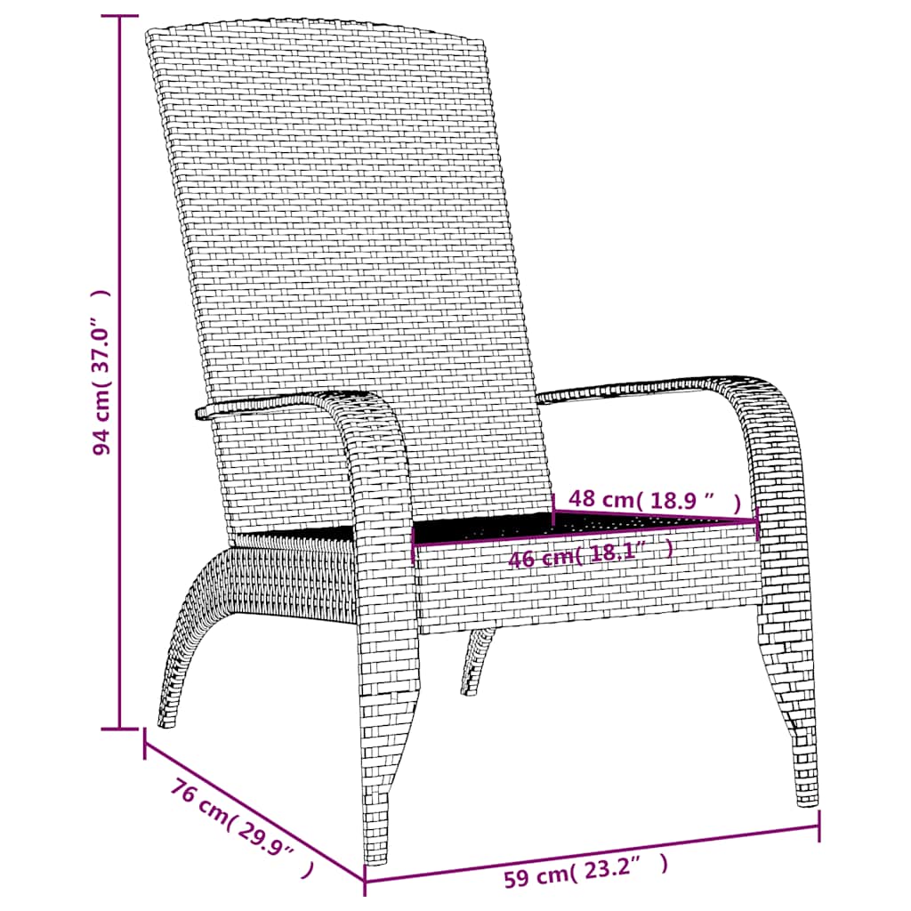 Szürke polyrattan Adirondack kerti szék 7