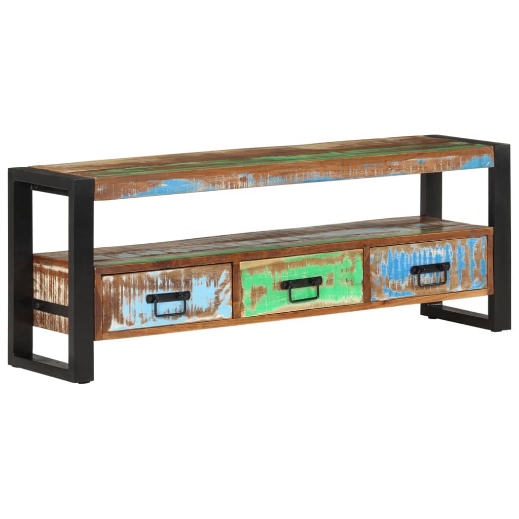 Tömör újrahasznosított fa TV-szekrény 120 x 30 x 45 cm 11