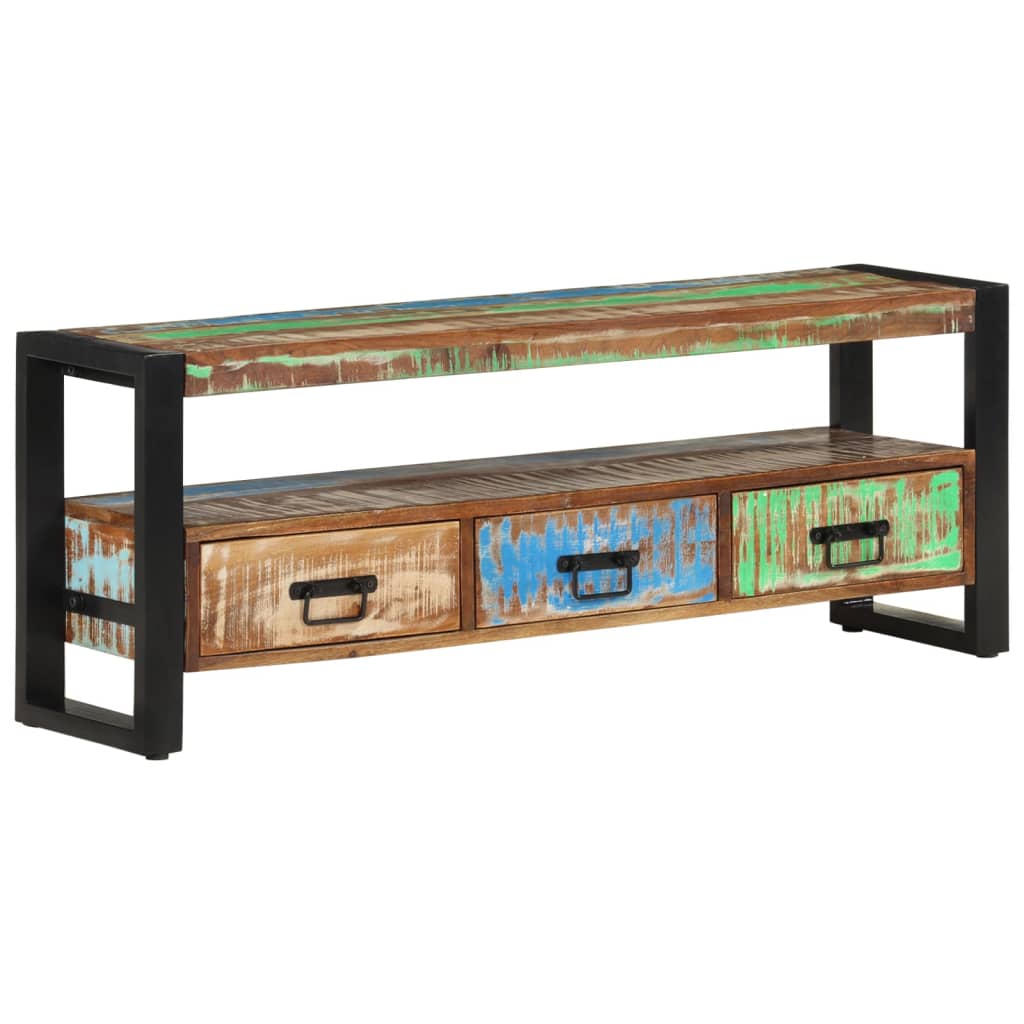 Tömör újrahasznosított fa TV-szekrény 120 x 30 x 45 cm 8