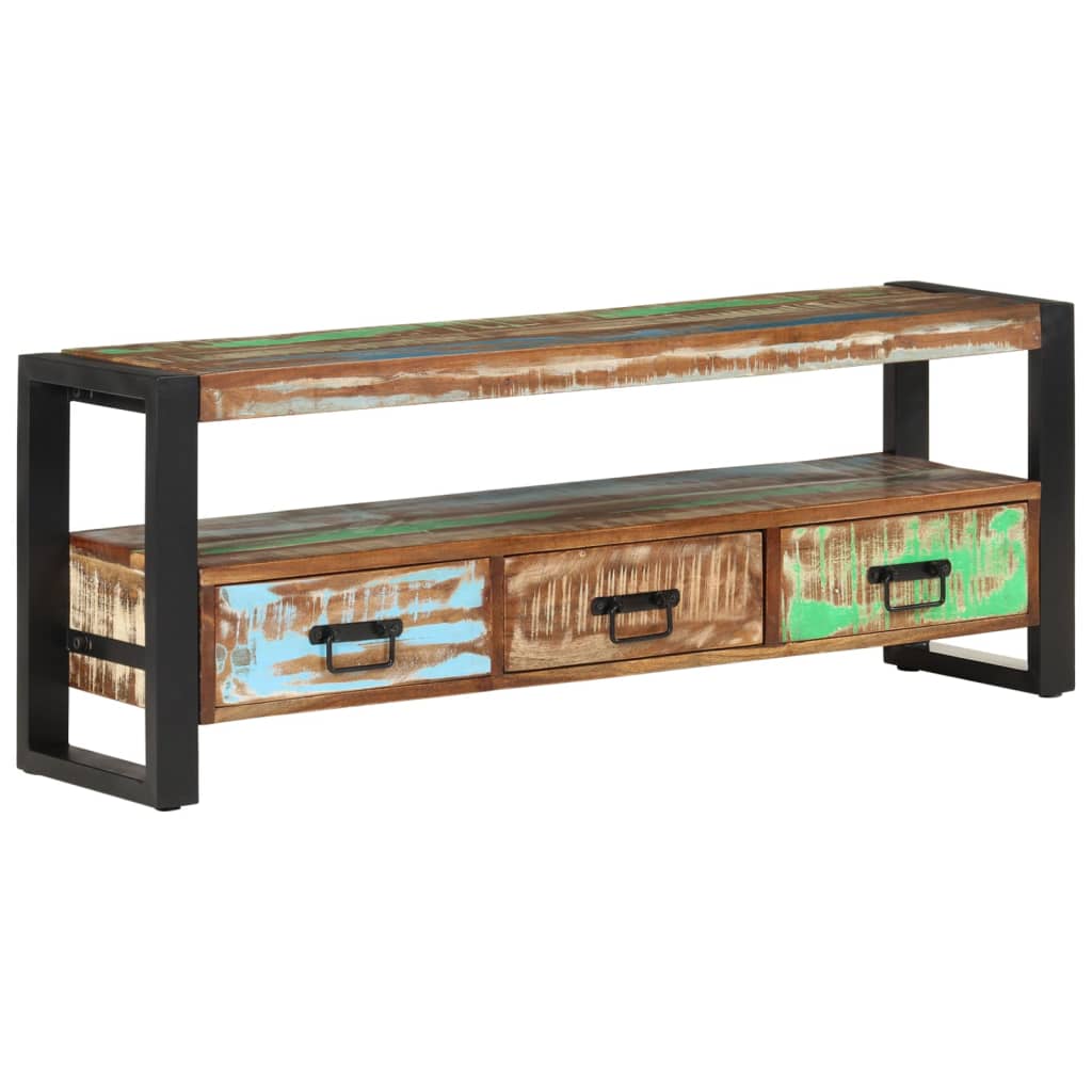 Tömör újrahasznosított fa TV-szekrény 120 x 30 x 45 cm 10