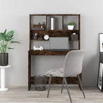 Füstös tölgy szerelt fa íróasztal polcokkal 102 x 45 x 148 cm 3