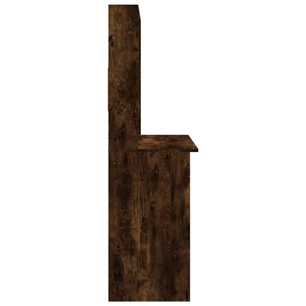 Füstös tölgy szerelt fa íróasztal polcokkal 102 x 45 x 148 cm 6