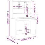 Füstös tölgy szerelt fa íróasztal polcokkal 102 x 45 x 148 cm 8