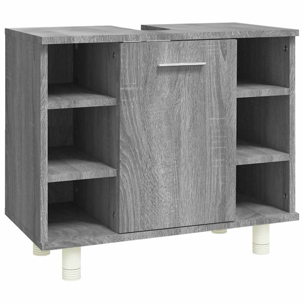 Szürke sonoma színű szerelt fa fürdőszobaszekrény 60x32x53,5 cm 2