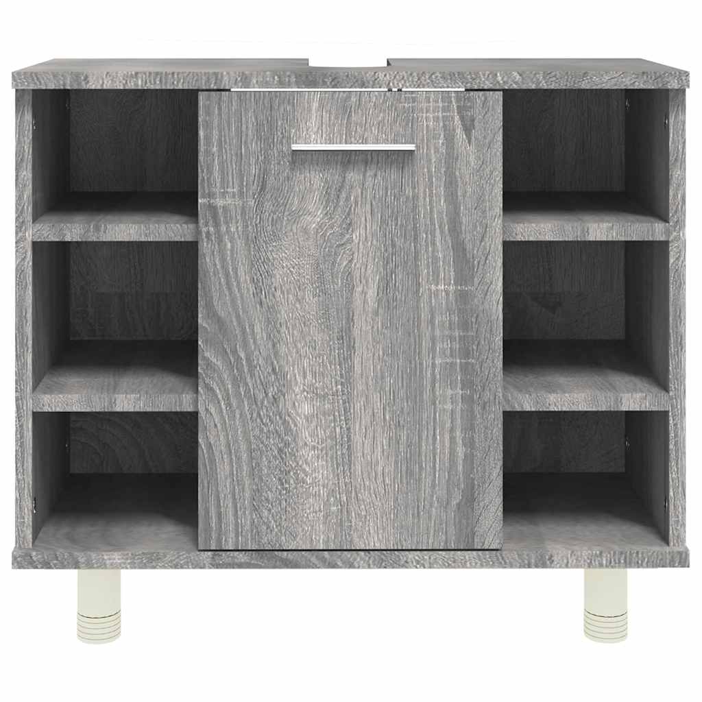 Szürke sonoma színű szerelt fa fürdőszobaszekrény 60x32x53,5 cm 5