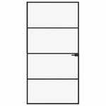 Fekete edzett üveg és alumínium vékony beltéri ajtó 102x201,5cm 3