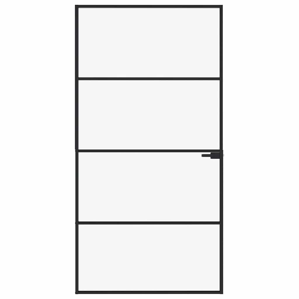 Fekete edzett üveg és alumínium vékony beltéri ajtó 102x201,5cm 3