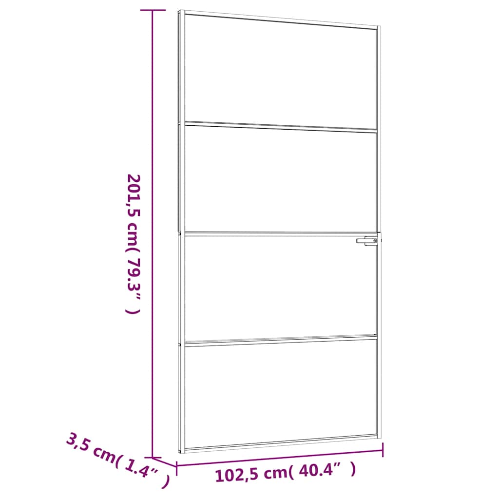 Fekete edzett üveg és alumínium vékony beltéri ajtó 102x201,5cm 8