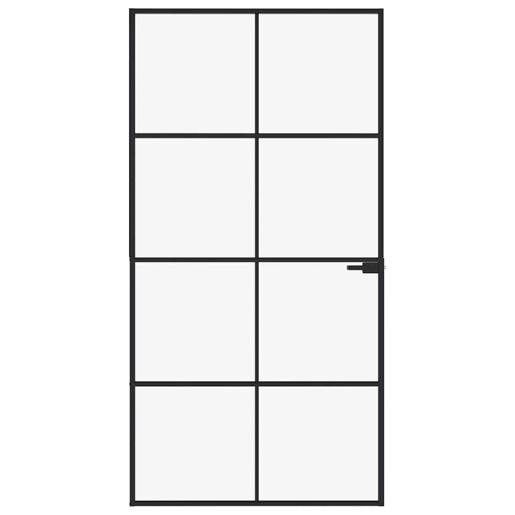 Fekete edzett üveg és alumínium vékony beltéri ajtó 102x201,5cm 3