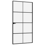 Fekete edzett üveg és alumínium vékony beltéri ajtó 102x201,5cm 4