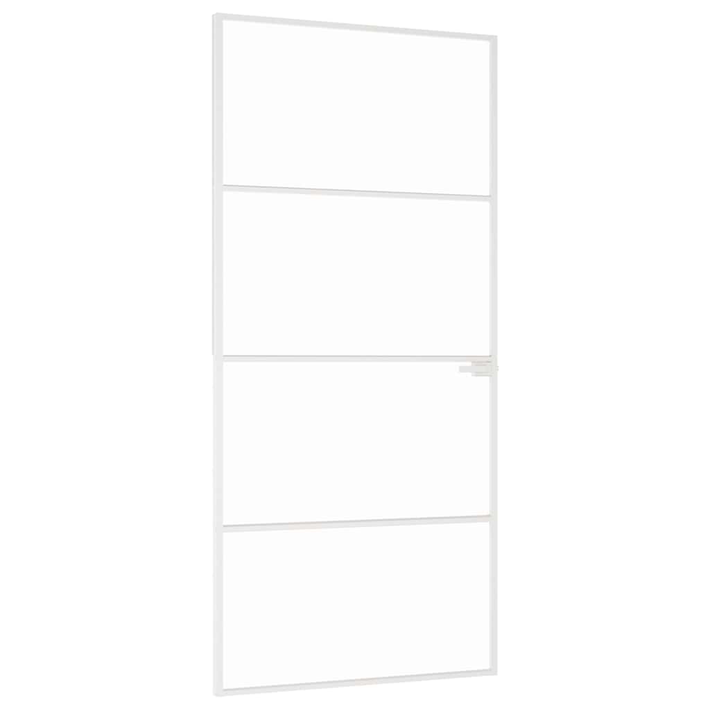 Fehér edzett üveg és alumínium vékony beltéri ajtó 93x201,5 cm 2