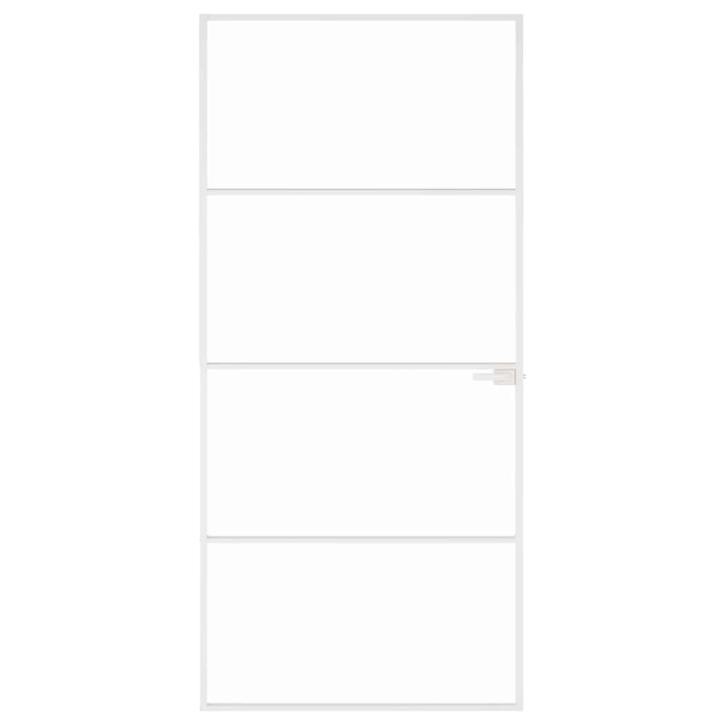 Fehér edzett üveg és alumínium vékony beltéri ajtó 93x201,5 cm 3