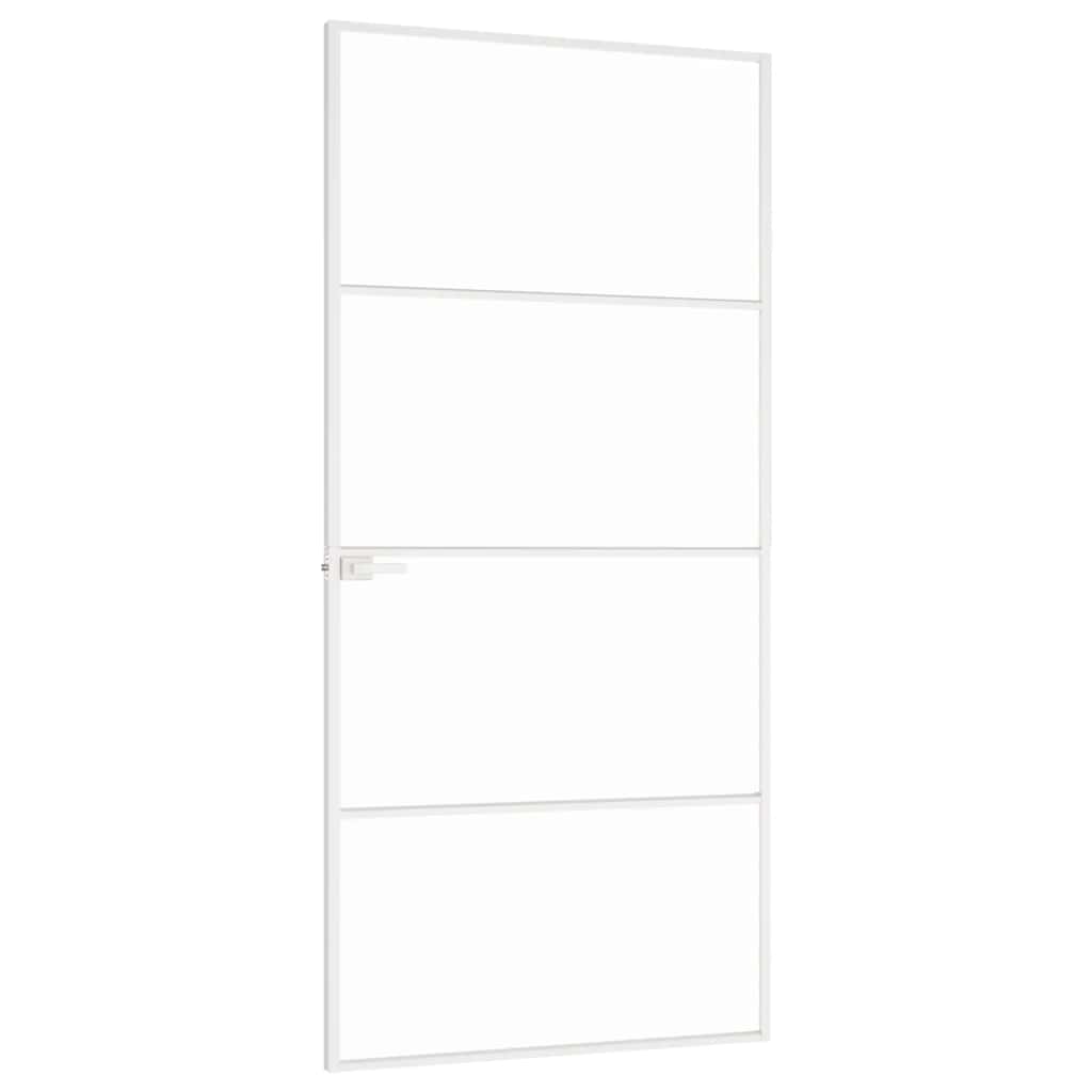 Fehér edzett üveg és alumínium vékony beltéri ajtó 93x201,5 cm 4