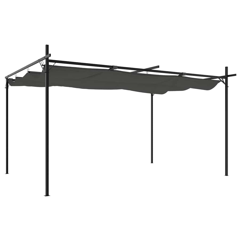 Antracitszürke pergola behúzható tetővel 395 x 292 x 230 cm 2