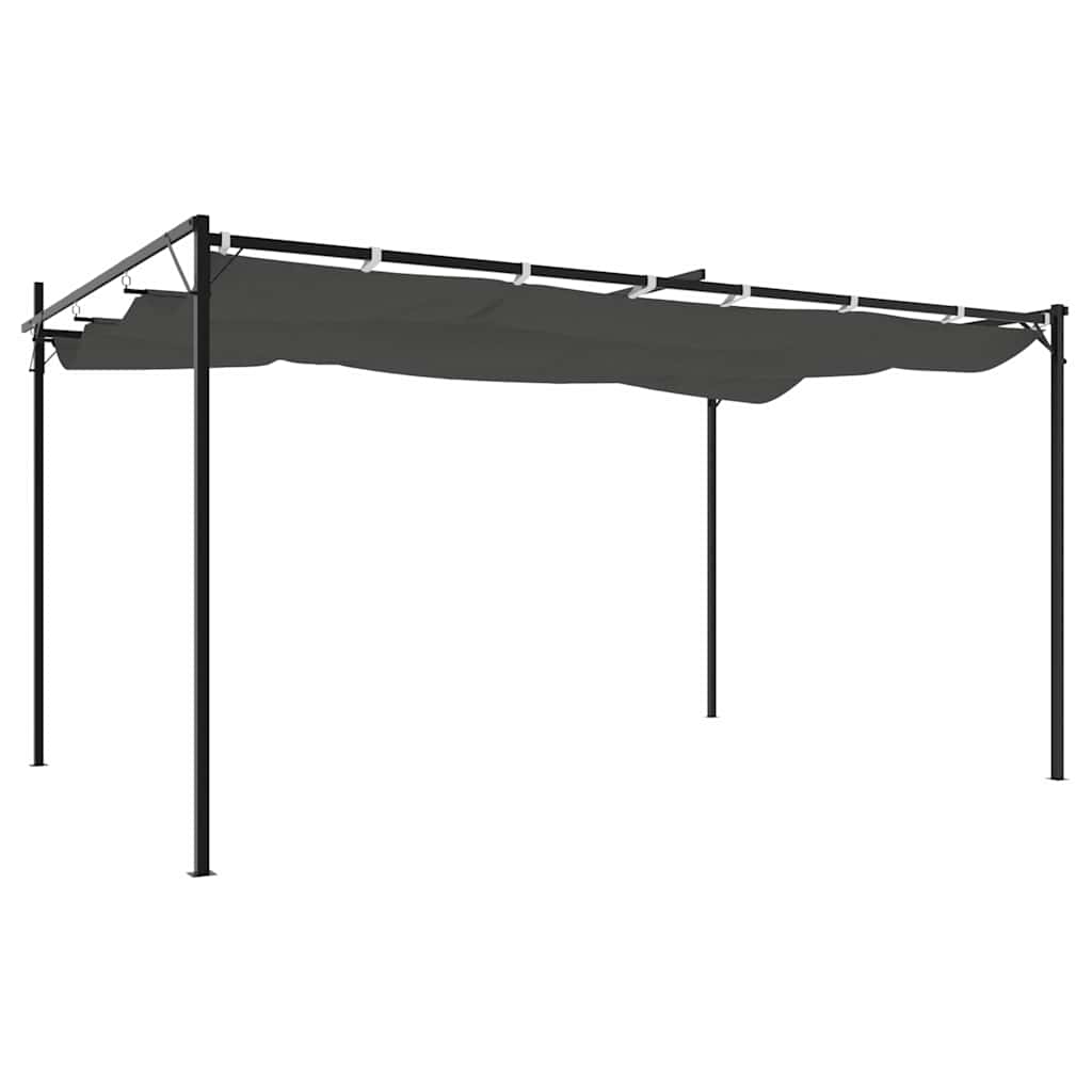 Antracitszürke pergola behúzható tetővel 395 x 292 x 230 cm 5