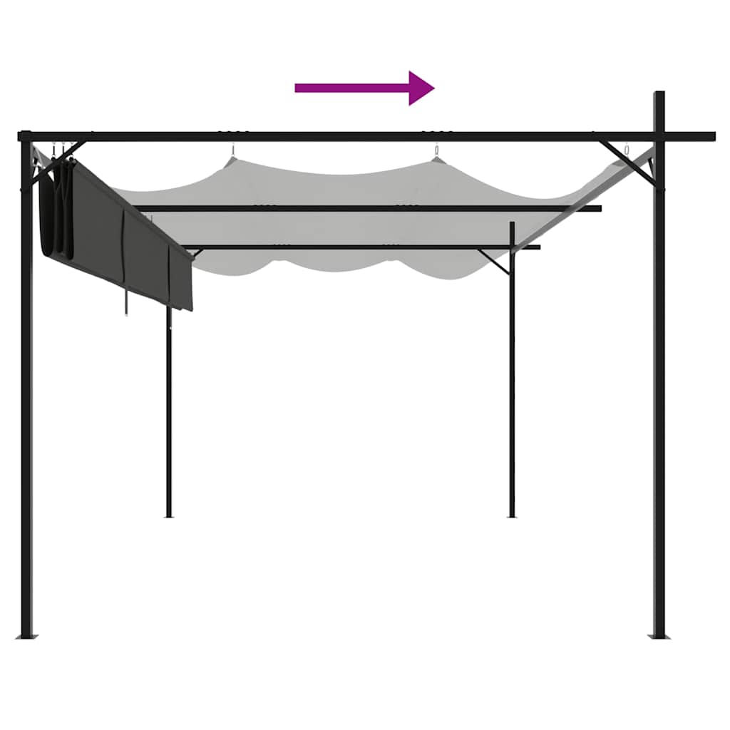 Antracitszürke pergola behúzható tetővel 395 x 292 x 230 cm 6