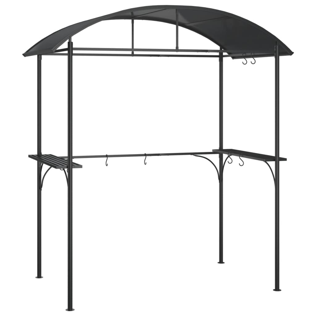 Antracit acél grillező pavilon oldalsó polcokkal 220x115x230 cm 2