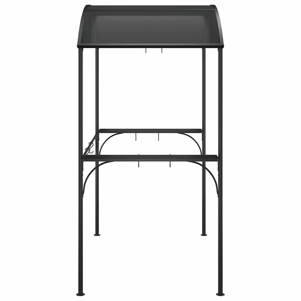 Antracit acél grillező pavilon oldalsó polcokkal 220x115x230 cm 4
