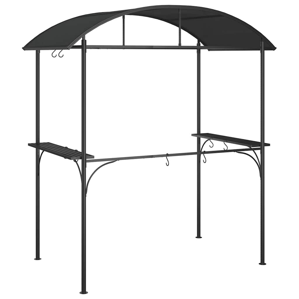 Antracit acél grillező pavilon oldalsó polcokkal 220x115x230 cm 5
