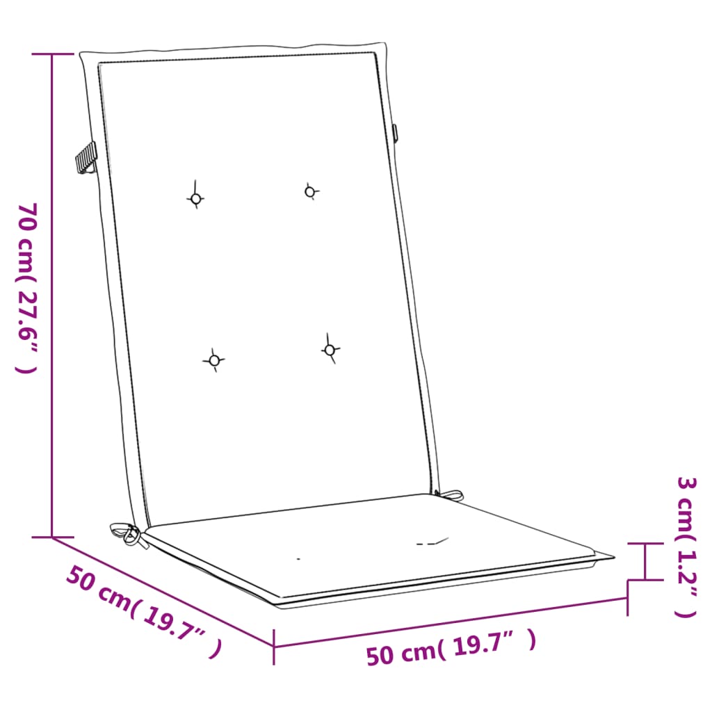 2 db színes szövet kerti magas háttámlájú székpárna 120x50x3 cm 10