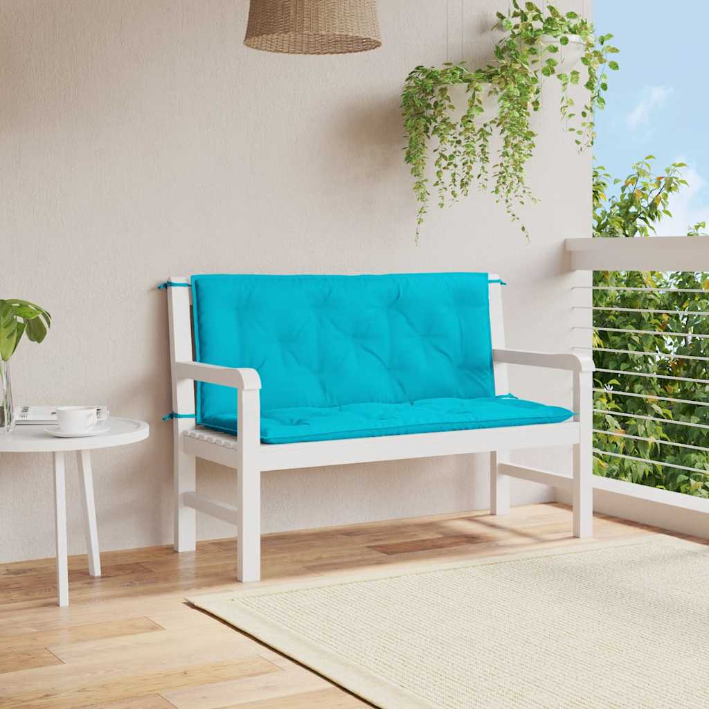 2 db türkizkék szövet kerti padpárna 120 x 50 x 7 cm