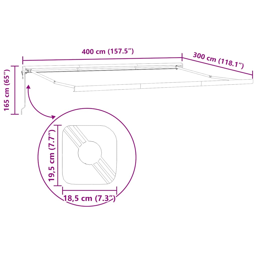 Behúzható napellenző Kék és Fehér 350 x 250 cm Szövet és Fém 18