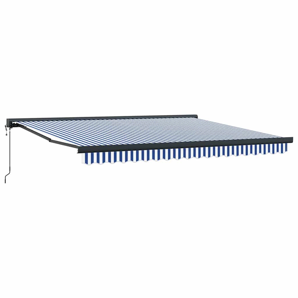 Behúzható napellenző Kék és Fehér 350 x 250 cm Szövet és Fém 9