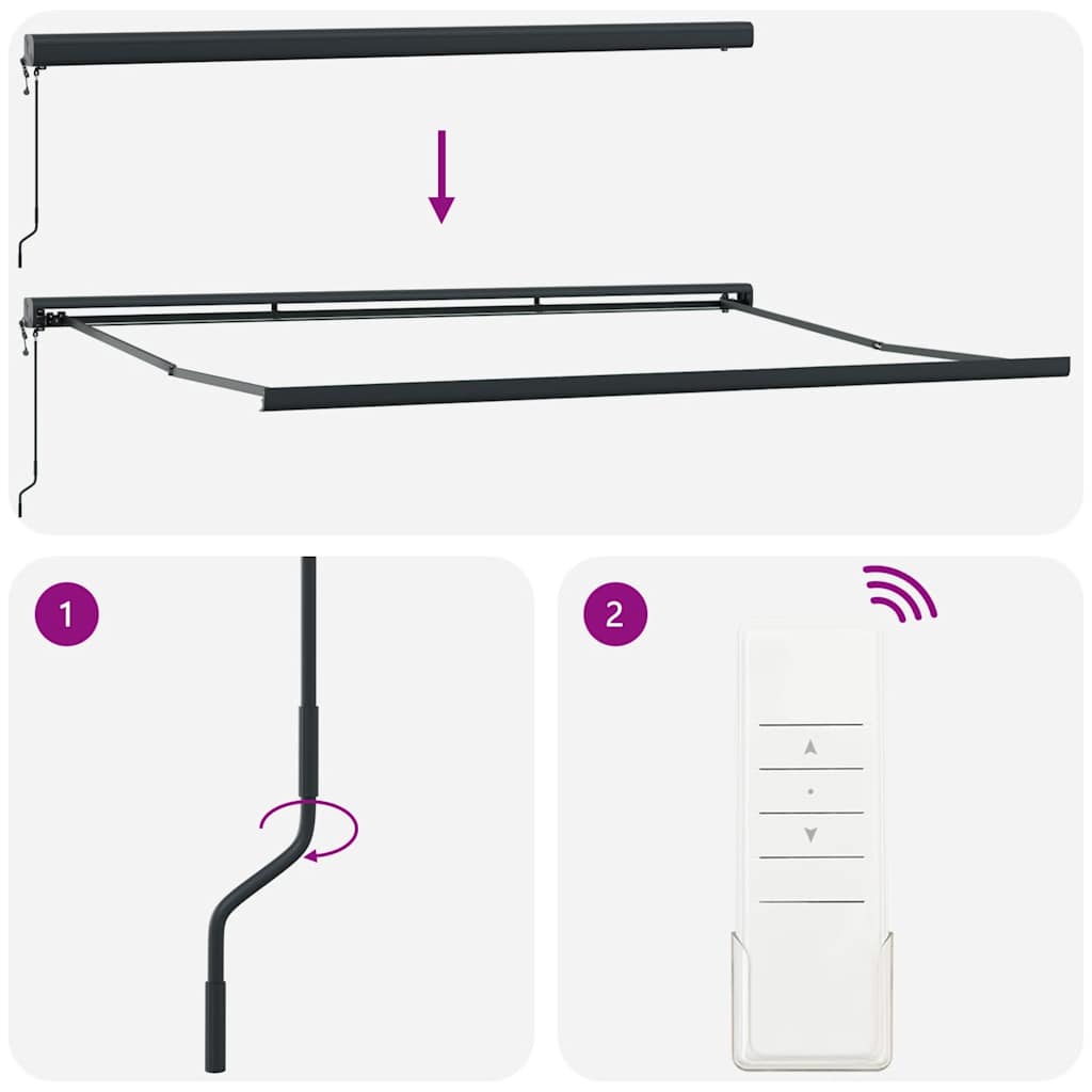 Behúzható napellenző Kék és Fehér 350 x 250 cm Szövet és Fém 14