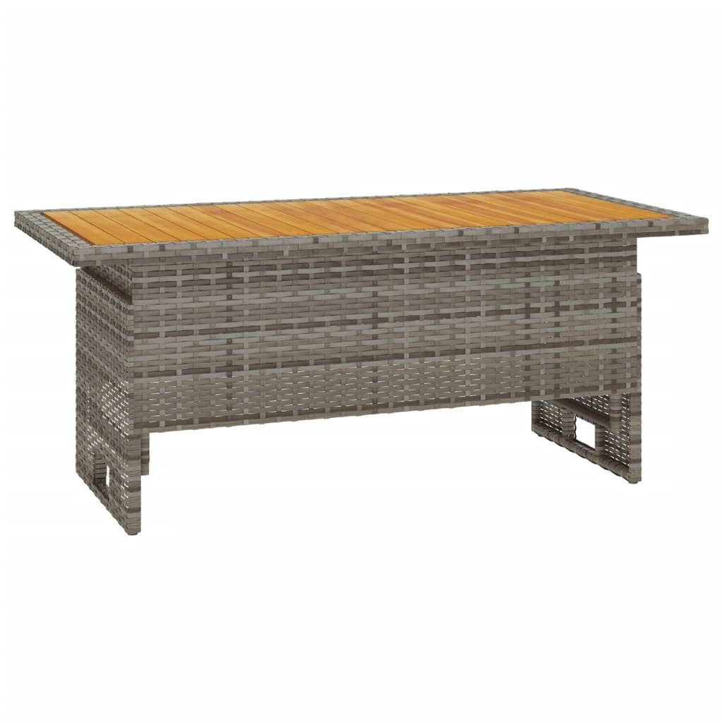Szürke tömör akácfa és polirattan kerti asztal 100x50x43/63 cm 2