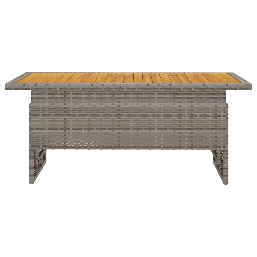 Szürke tömör akácfa és polirattan kerti asztal 100x50x43/63 cm 3