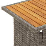 Szürke tömör akácfa és polirattan kerti asztal 100x50x43/63 cm 6