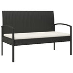 Fekete polyrattan kerti pad párnával 105 cm 2